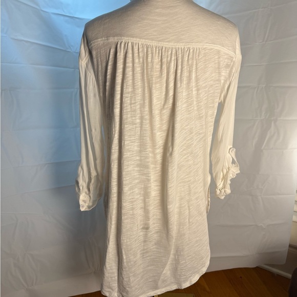 Anthropologie White Blouse Relaxed Fit Button-Down - Picture 2 of 8